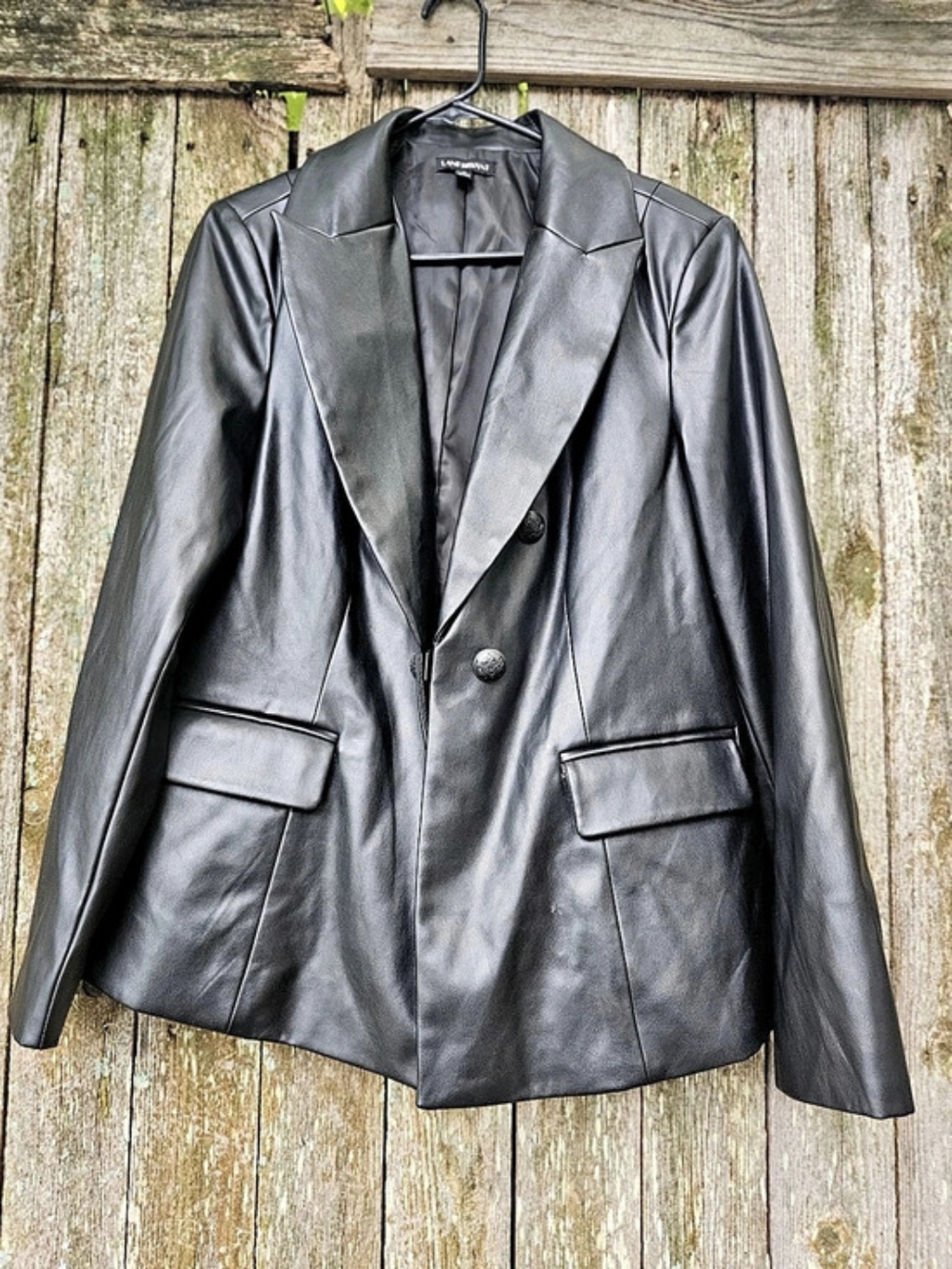Lane Bryanblack Leather Blazer Women's Black Size 12